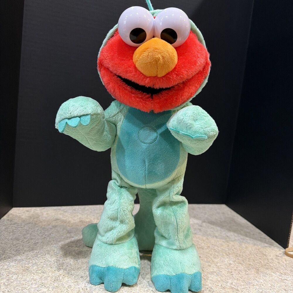 Sesame Street Tickle Me Elmo Dino Dinosaur Stomp Dancing Plush 13" Toy Works S55